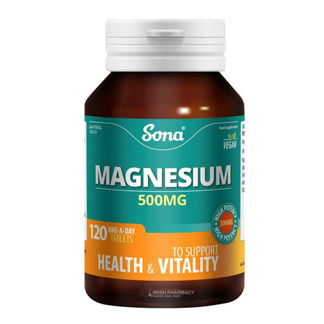 Sona Magnesium 500mg 120 Tablets – magnesium to support muscle function and reduce tiredness