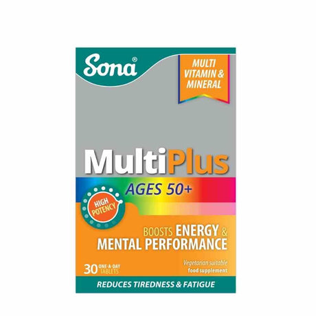 Sona MultiPlus Multivitamin and Multimineral 50 Plus 30 Tablets – vitamin A to support vision and immune health