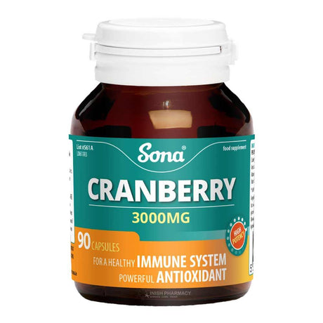 Sona Cranberry 3000mg 90 Capsules – key nutrients to support a healthy immune system