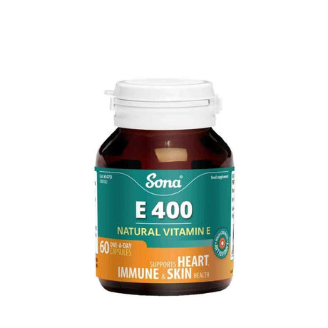 Sona E400 Vitamin E 60 Capsules – vitamin E antioxidant for skin and cellular health