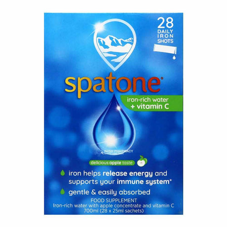 Spatone 100% Natural Liquid Iron Supplement Apple 28 Sachets – liquid iron that is easy on the stomach