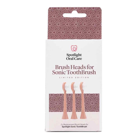 Spotlight Oral Care Sonic Toothbrush Rose Gold Replacement Heads 3 Pack – for effective daily oral hygiene