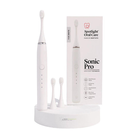 Spotlight Oral Care Sonic Pro Electric Toothbrush - White – for effective daily oral hygiene