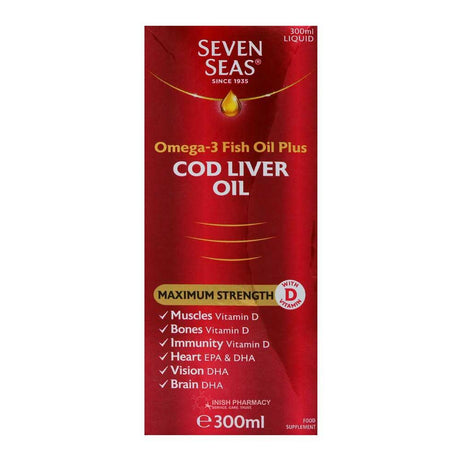 Seven Seas Maximum Strength Cod Liver Oil 300ml – omega-3 fatty acids to support heart and brain health