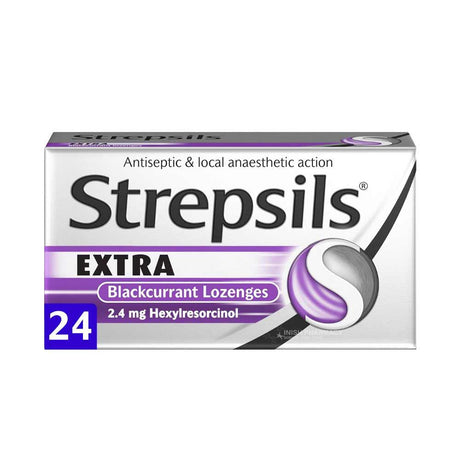 Strepsils Extra Blackcurrant Lozenges 24 Pack – for sore throat