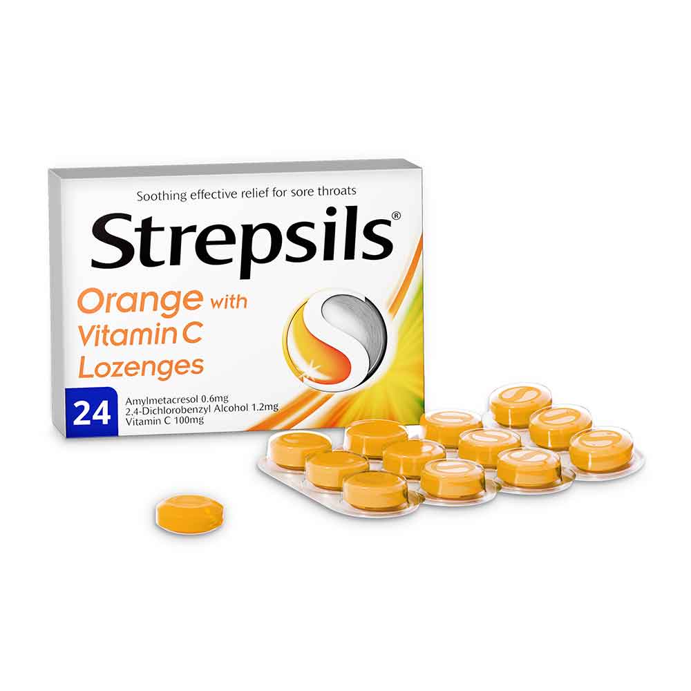 Strepsils Orange With Vitamin C Lozenges 24 Pack