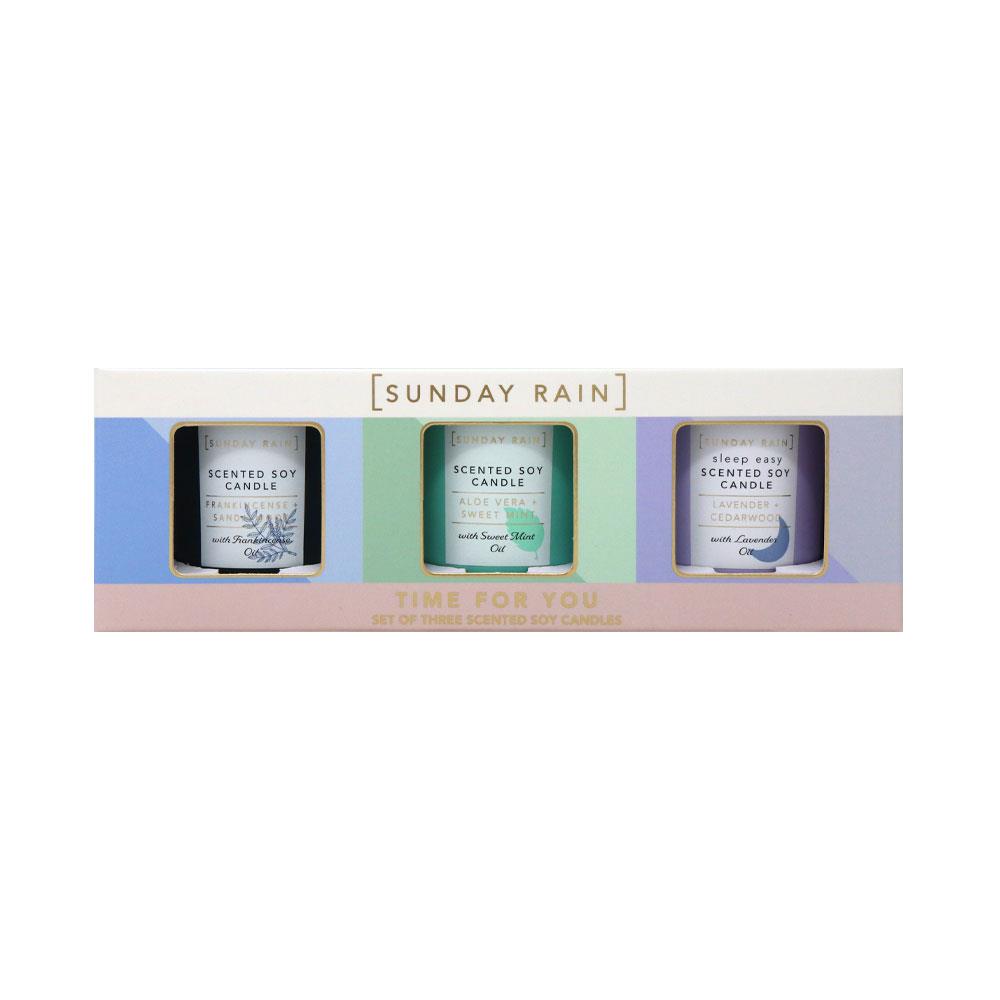 Sunday Rain Mini Scented Candle Trio