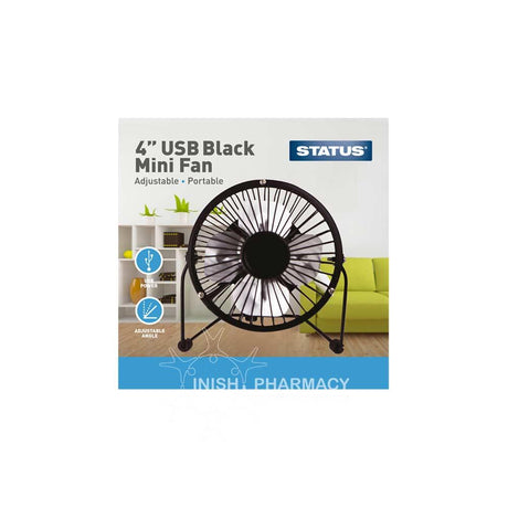 Status USB Black Mini Fan 4 inch