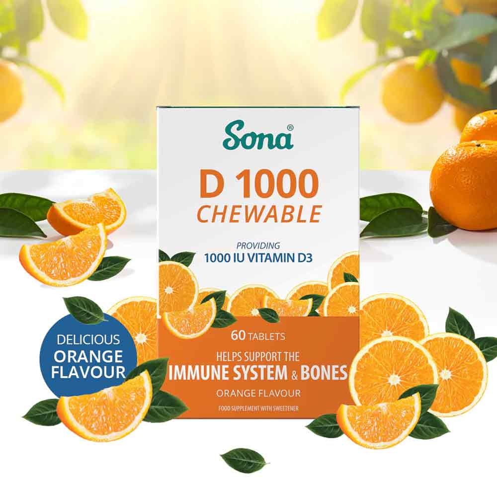 Sona D 1000 Vitamin D3 1000IU 60 Chewable Tablets