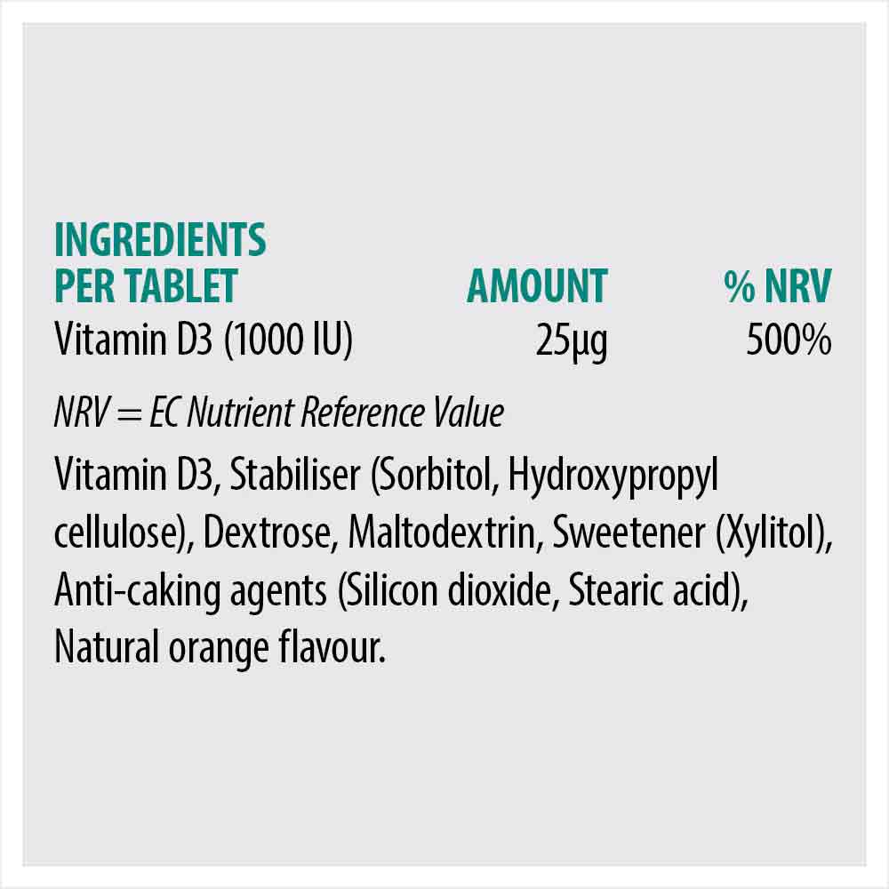 Sona D 1000 Vitamin D3 1000IU 60 Chewable Tablets