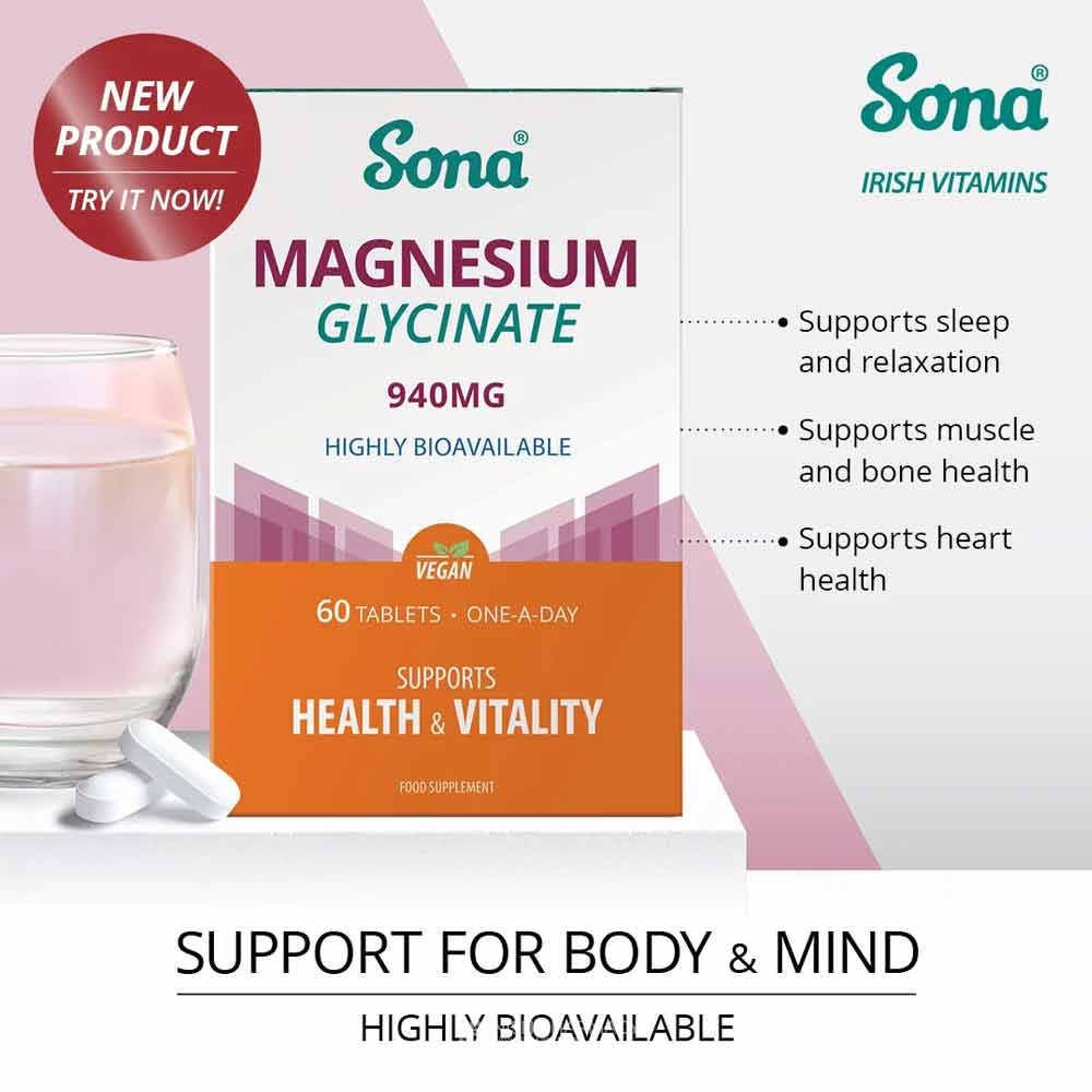 Sona Magnesium Glycinate 940mg 60 Tablets