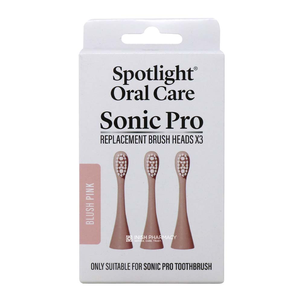 Spotlight Oral Care Sonic Toothbrush Blush Pink Replacement Heads 3 Pack