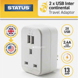Status Intercontinental Travel Adaptor With 2 x USB