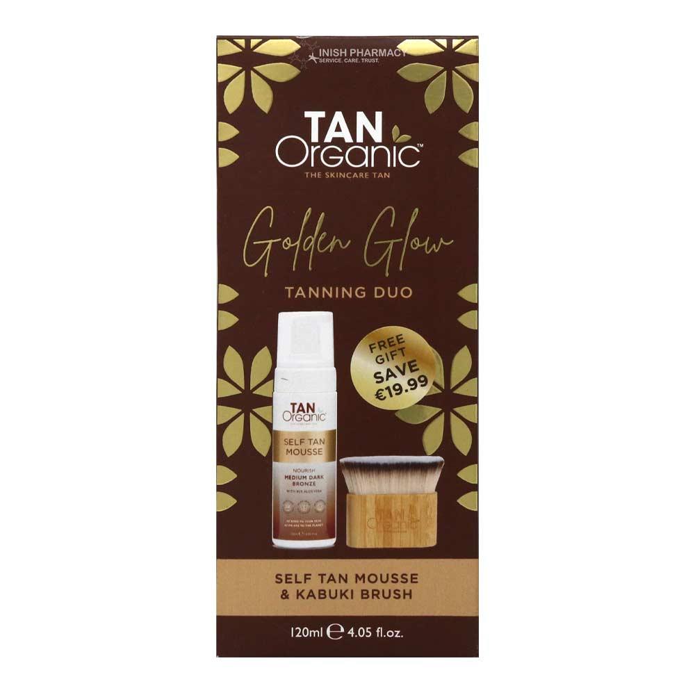 TanOrganic Golden Medium Glow Tanning Duo Self Tan Mousse & Kabuki Brush