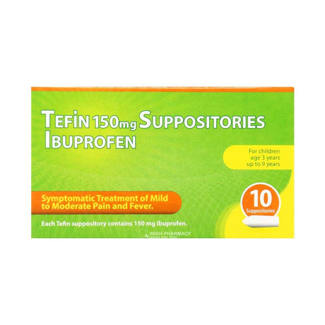 Tefin 150mg Ibuprofen Suppositories 10 Pack – a trusted essential for mother and baby care