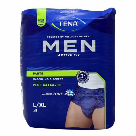 Tena Men Active Fit Pants Plus Large/XL 8 Pack – provides discreet, secure incontinence protection