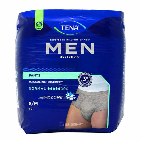 Tena Men Active Fit Normal Pants Small - Medium 9 Pack – provides discreet, secure incontinence protection