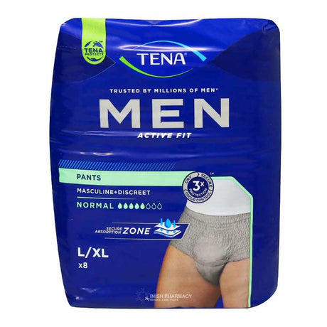 Tena Men Active Fit Normal Pants Large 8 Pack – provides discreet, secure incontinence protection