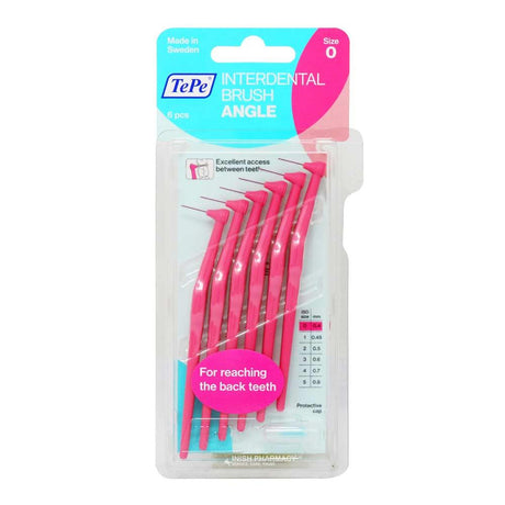 TePe Pink Angled Interdental Brush 0.4mm 6 Pieces – cleans between teeth for healthy gums