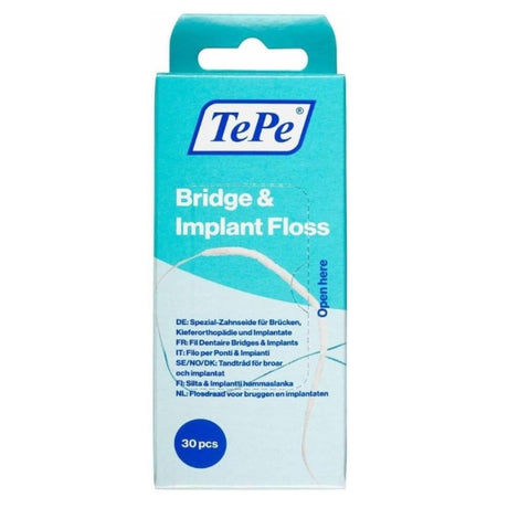 TePe Bridge & Implant Floss 30 Pieces – cleans between teeth for healthy gums