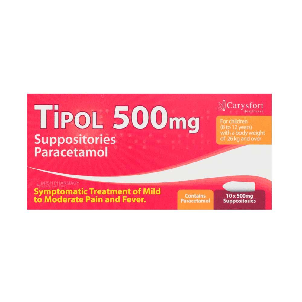 Tipol 500mg Suppositories 10 Pack – Inish Pharmacy