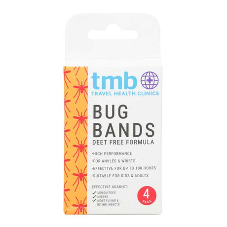 TMB Bug Bands Deet Free Formula 4 Pack – repels insects to help prevent bites and stings