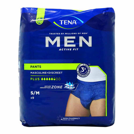 Tena Men Active Fit Plus Pants Small - Medium 9 Pack – provides discreet, secure incontinence protection