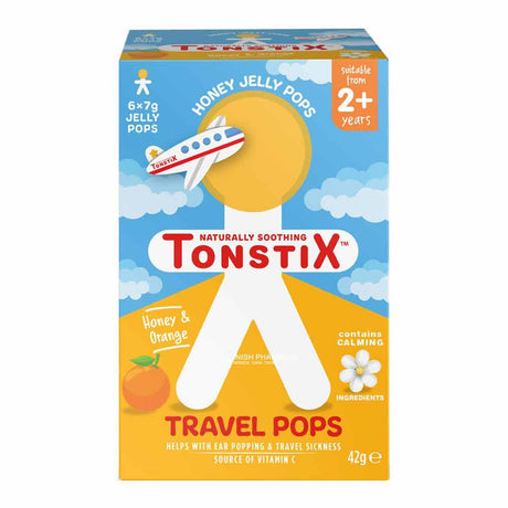 TonstiX Naturally Soothing Honey & Orange Travel Pops 6 Pack – relieves nausea and travel sickness