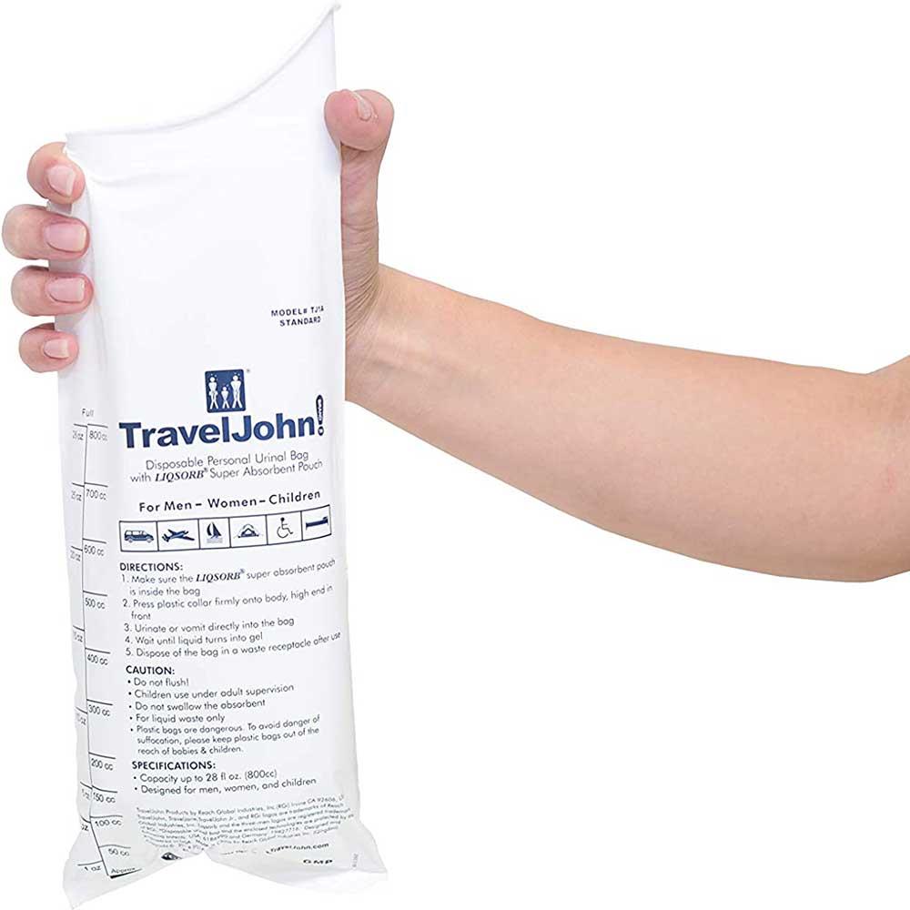 TravelJohn Resealable Disposable Urinal 3 Pack