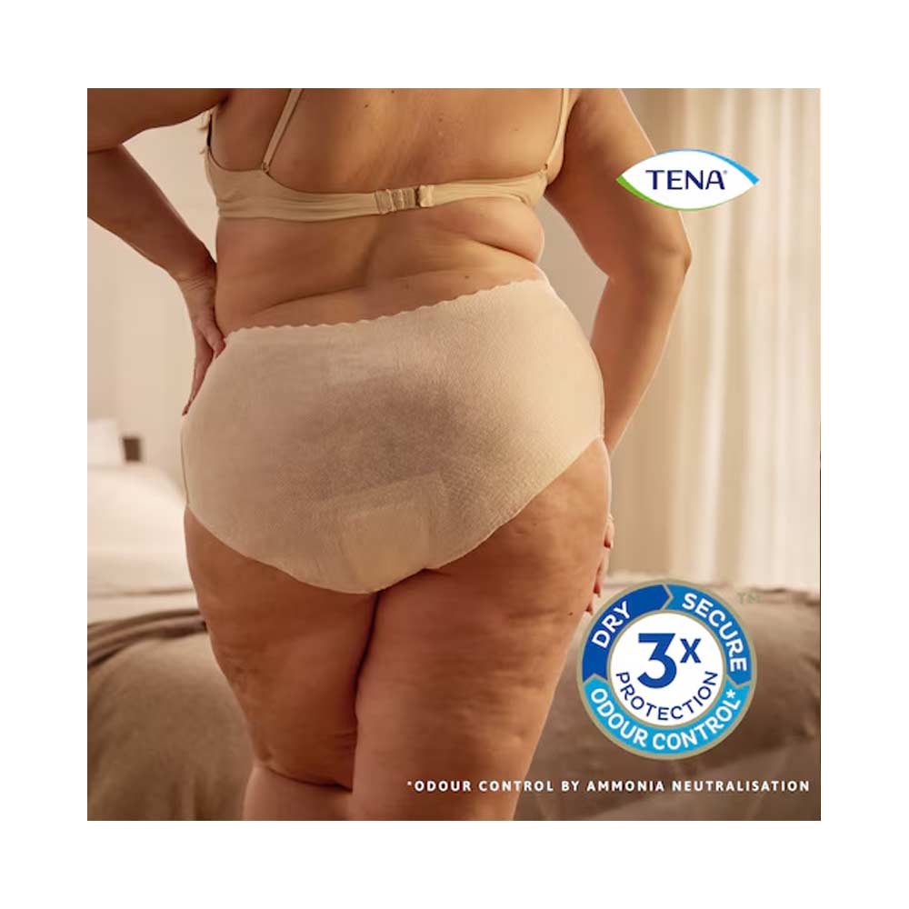 Tena Lady Silhouette High Waist Pants Cream Large Plus 8 Pack