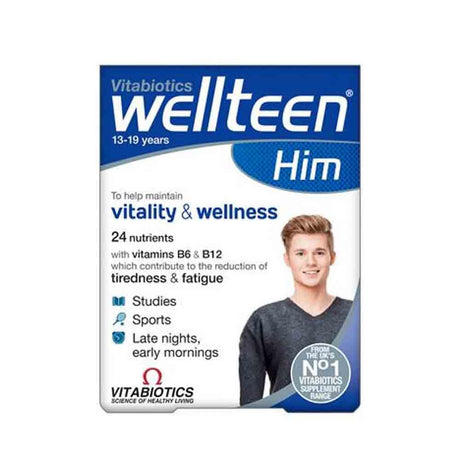 Vitabiotics Wellteen Him 30 Tablets – a daily multivitamin for complete nutritional support