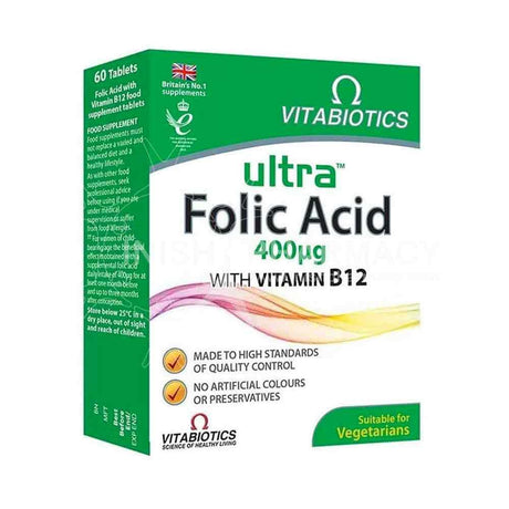 Vitabiotics Ultra Folic Acid 400ug 60 Tablets – folic acid to support healthy early pregnancy