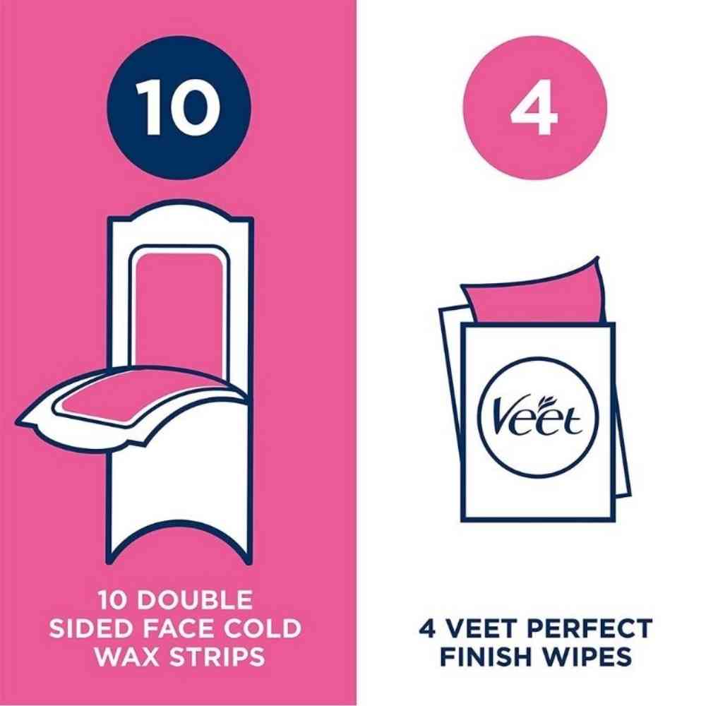 Veet Facial Wax Strips with Easy-Gel For Normal Skin 20 Pack