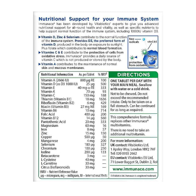 Vitabiotics Immunace Original 30 Tablets | Immune Support – Inish Pharmacy
