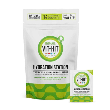 Vit-Hit Hydration Station Effervescent Lemon Lime & Elderflower 14 Sachets – a daily multivitamin for complete nutritional