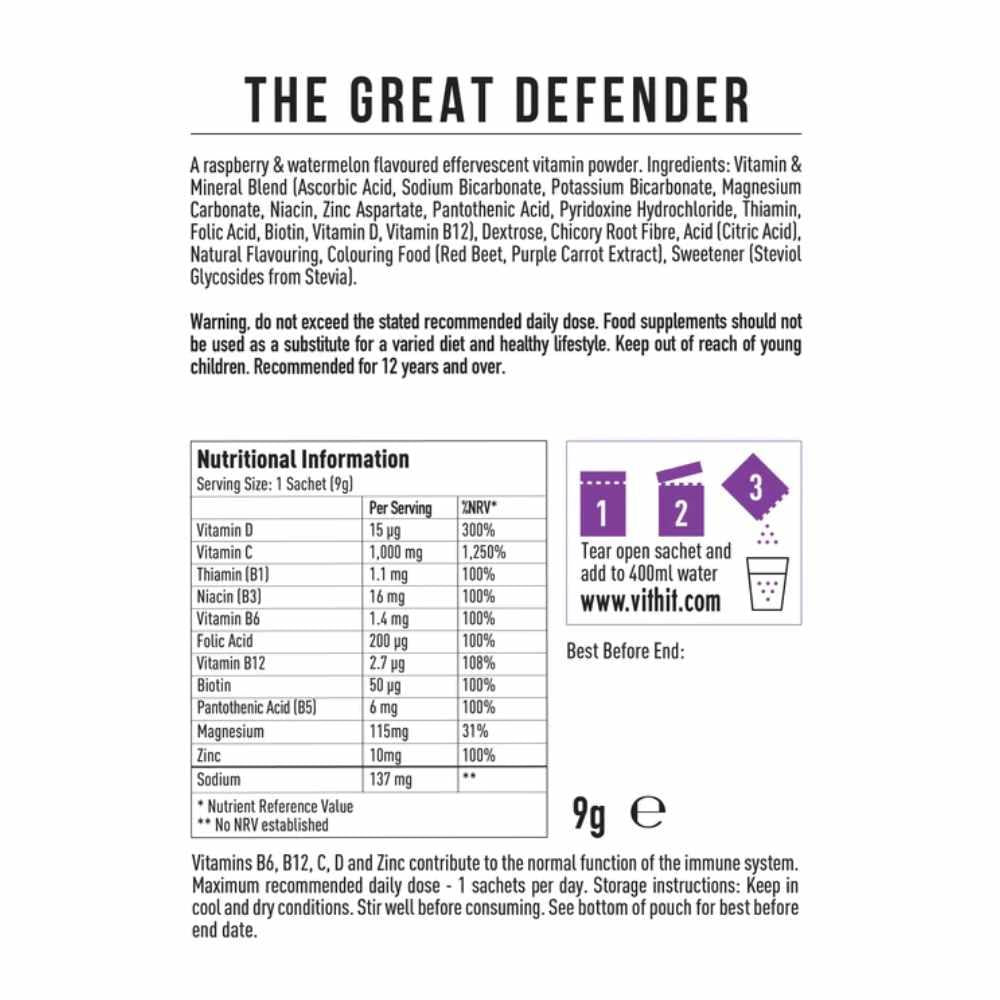 Vit-Hit The Great Defender Effervescent Raspberry & Watermelon 14 Sachets