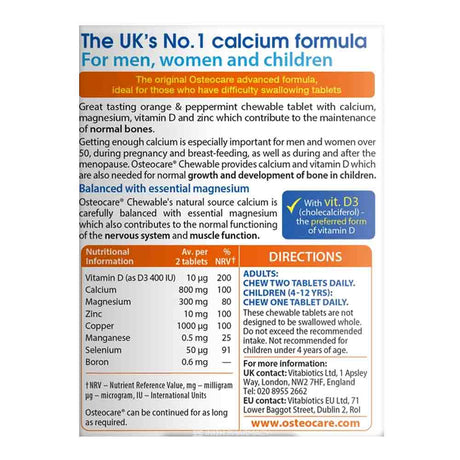 Vitabiotics Osteocare Chewable 30 Tablets