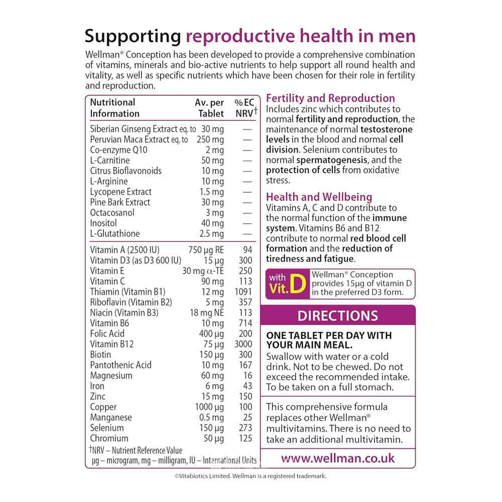 Vitabiotics Wellman Conception 30 Tablets