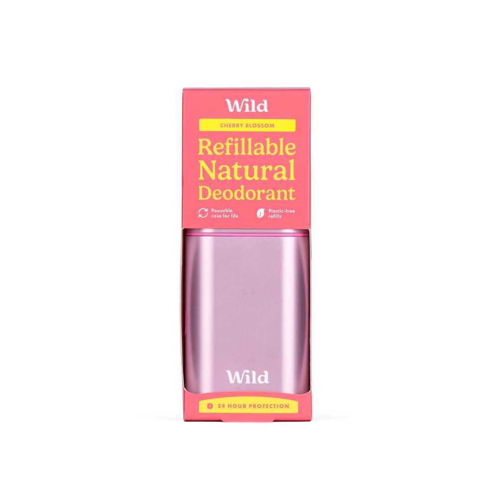 Wild Natural Deodorant Starter Pack Pink Case Cherry Blossom Deodorant