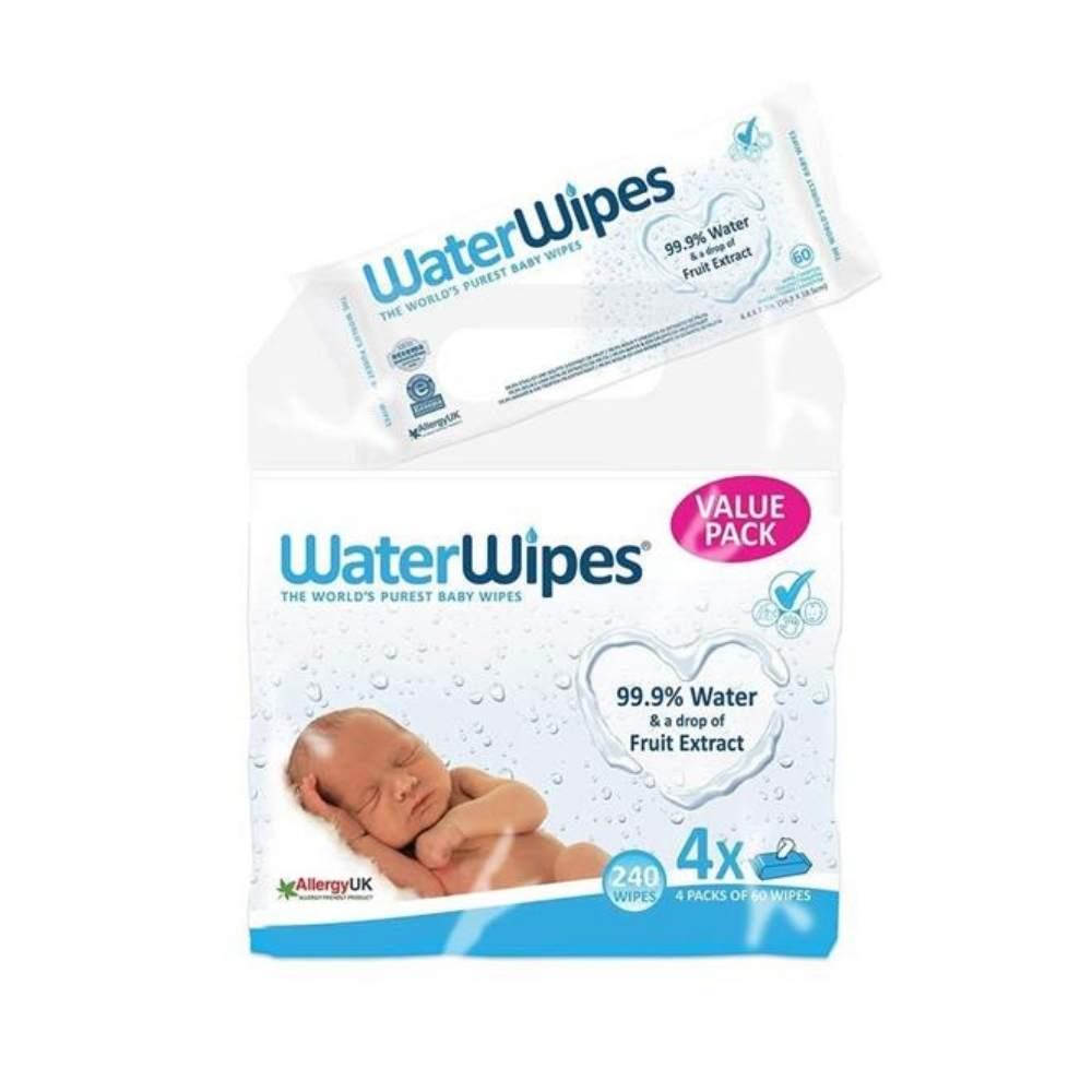 WaterWipes Sensitive Biodegradable Baby Wipes Value Pack (4 Packs of 60 Wipes)
