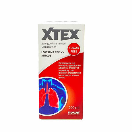 Xtex Carbocisteine 250mg/5ml Oral Solution Sugar Free 200ml – soothes and relieves persistent coughs