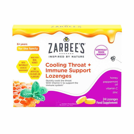 Zarbee's Cooling Throat & Immune Support Lozenges 24 Pack – key nutrients to support a healthy immune system