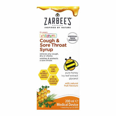 Zarbee's Children's Cough & Sore Throat Liquid Syrup 200ml – a trusted essential for mother and baby care