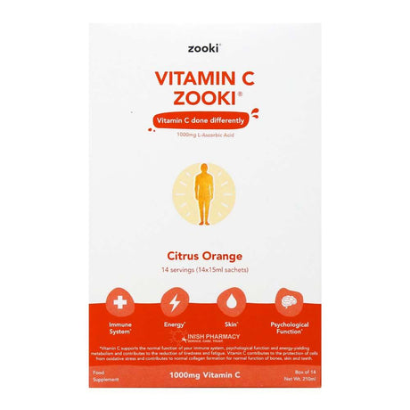 Zooki Vitamin C 1000mg 14 Sachets – vitamin C to support a healthy immune system