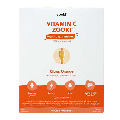 Zooki Vitamin C 1000mg 30 Sachets – vitamin C to support a healthy immune system