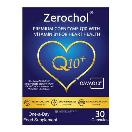 Zerochol Coenzyme Q10 With Vitamin B1 & B2 30 Capsules – vitamin B for energy and nervous system support