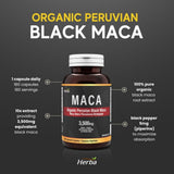 Herba Organic Peruvian Black Maca Capsules 180 Pack