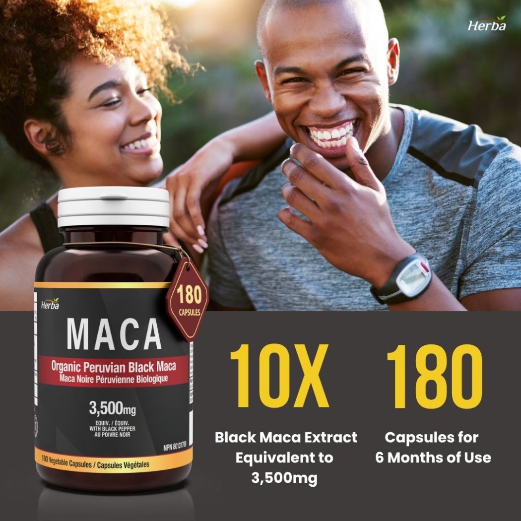 Herba Organic Peruvian Black Maca Capsules 180 Pack